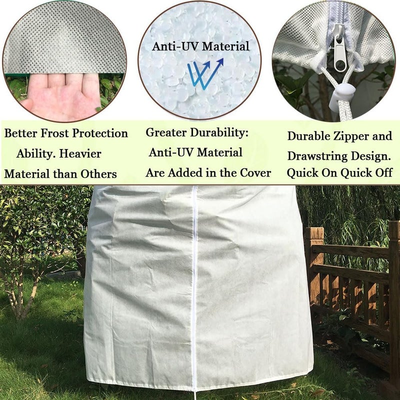 Pasidener Plant Covers Freeze Protection 3 Packs 45" x40" 2.2oz Tree Covers Frost Plant Covers Freeze Cloth for Outdoor Plants with Zipper Drawstring - Image 2